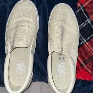 Super cute stripe design beige vans slip ons